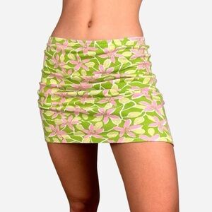 Lilly Pulitzer floral bodycon stretchy mini skirt size large